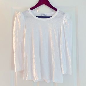 White slub long sleeve tee